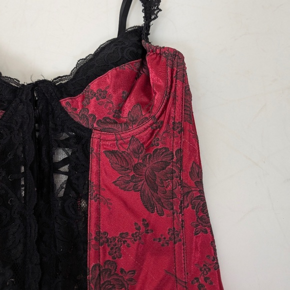 Shirley of Hollywood Corset Satin Tapestry Jacquard Longline Bustier Flowered - Picture 7 of 10